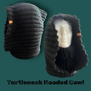 Black Turtleneck Hooded Cowl